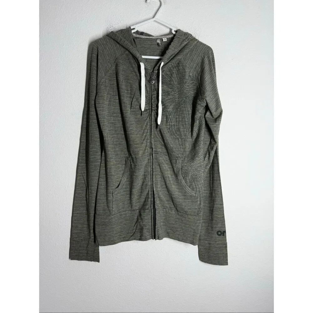ORB Women’s Hooded Full Zip Cotton Blend Jacket Size L Olive Green See Notes